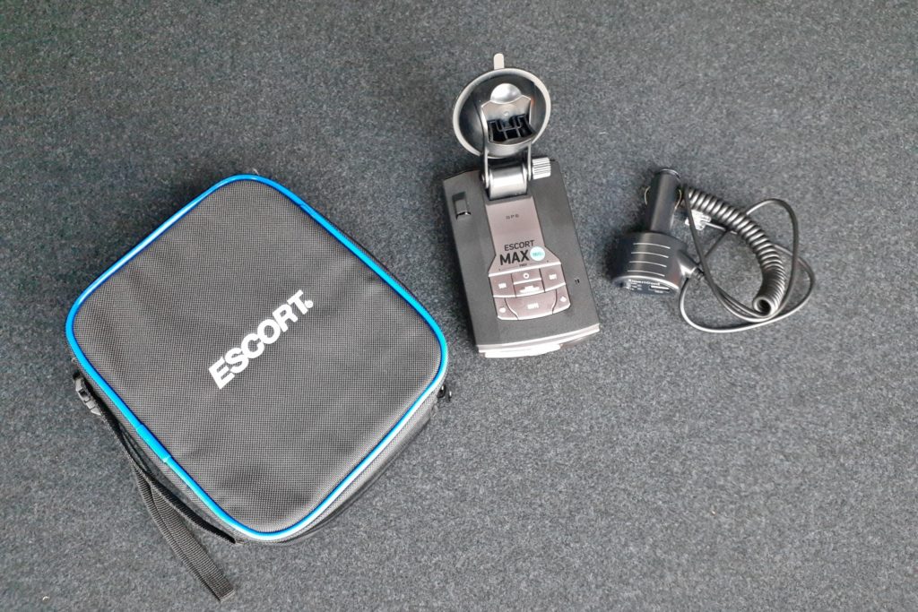 Escort MAX 360c with its travel case. 