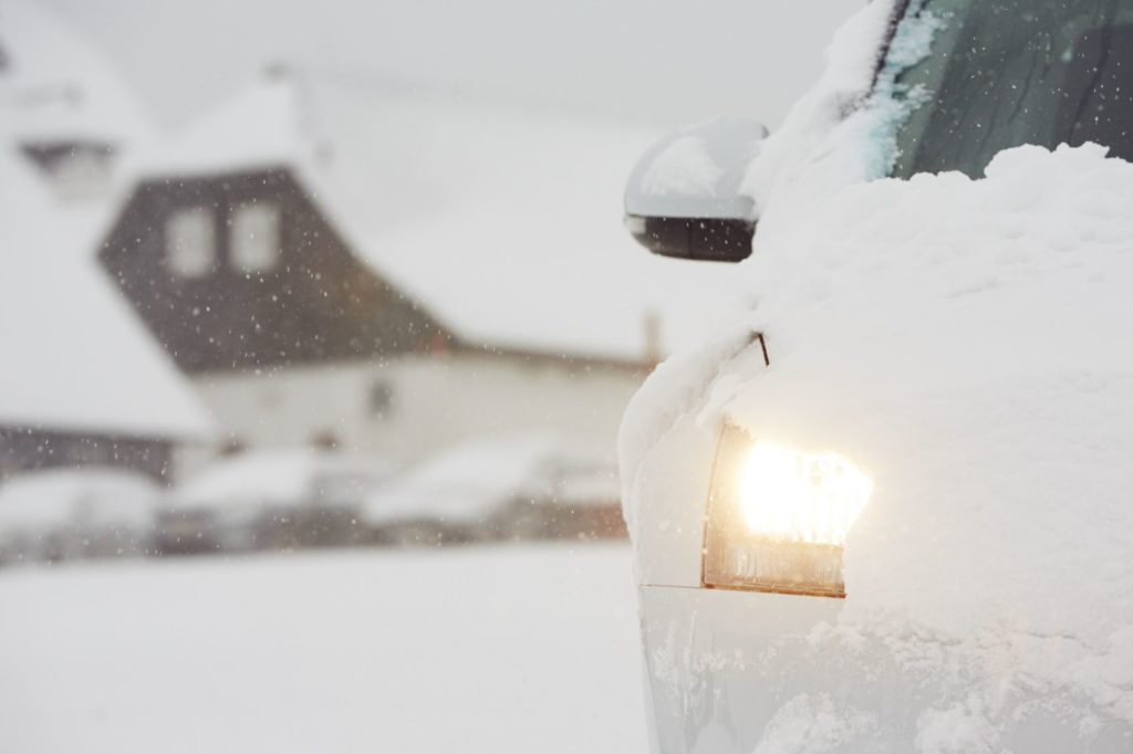 Car sitting outside during the winter. 